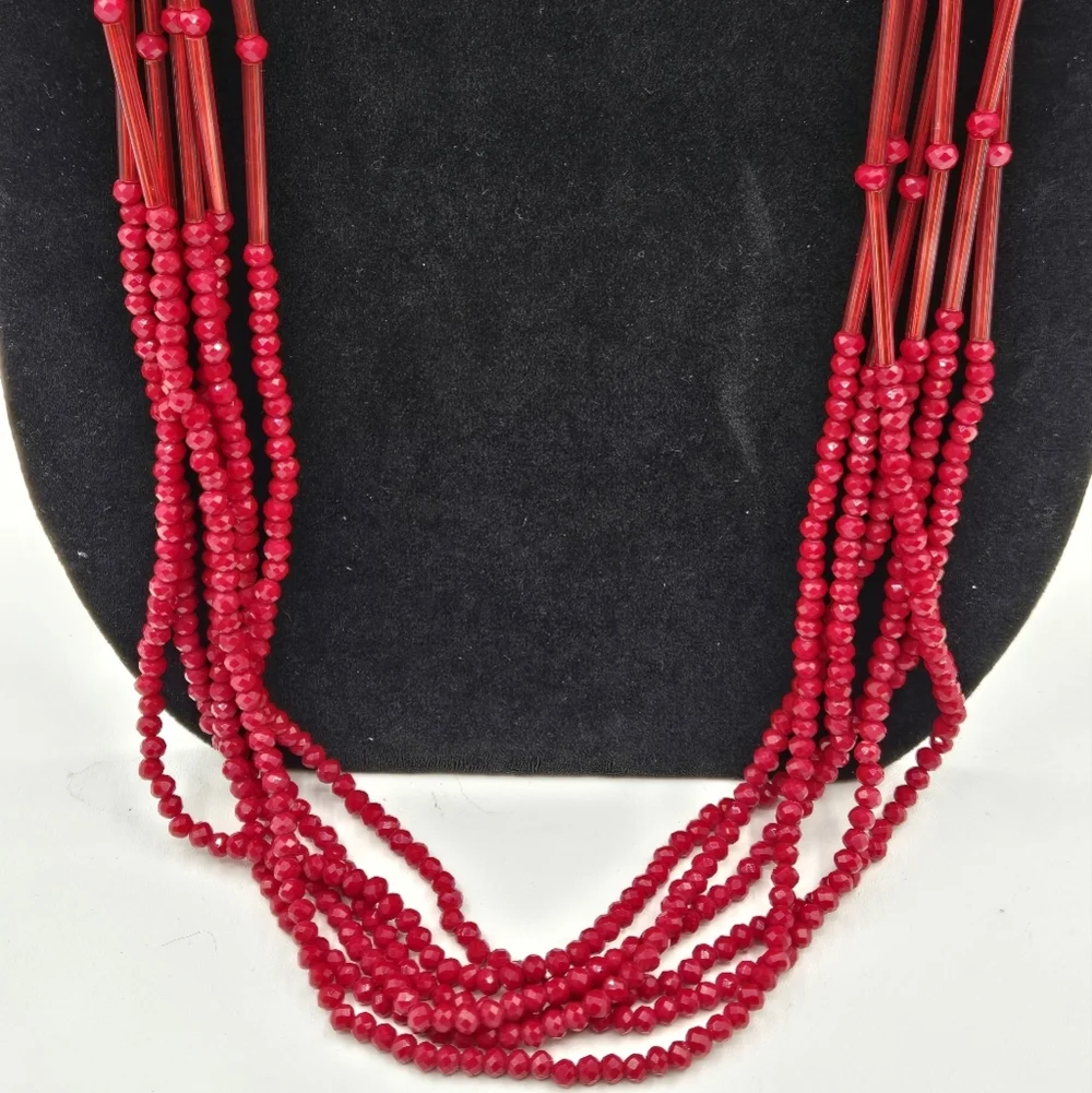 CHRISTIAN SIRIANO NWT Red Glass Beaded Multistrand Necklace